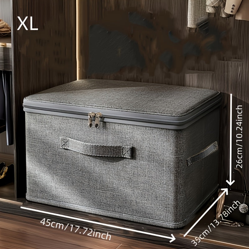 Extra Large Stackable Storage Box with Flip-Top Lid - Heavy-Duty Polyester Organizer Bin, Space-Saving Vertical Stackable Design for Closet, Bedroom, Kitchen, Under-Bed Storage - Ideal for Small Spaces &amp; Moving, Closet Organi