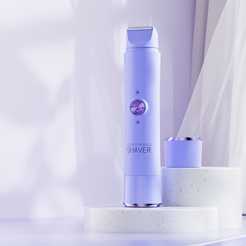 Rasoir électrique sans fil 2 en 1, rechargeable, double tête, pour corps et visage, bikini, aisselles, jambes et bras, humide ou sec.