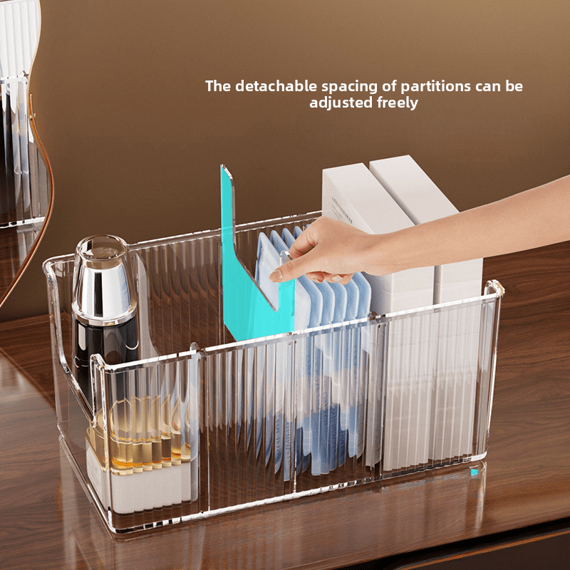 Boîte de rangement transparente avec compartiments amovibles, idéale pour ceintures, foulards, cravates, cosmétiques, bijoux et vêtements, pour tiroirs ou placard.