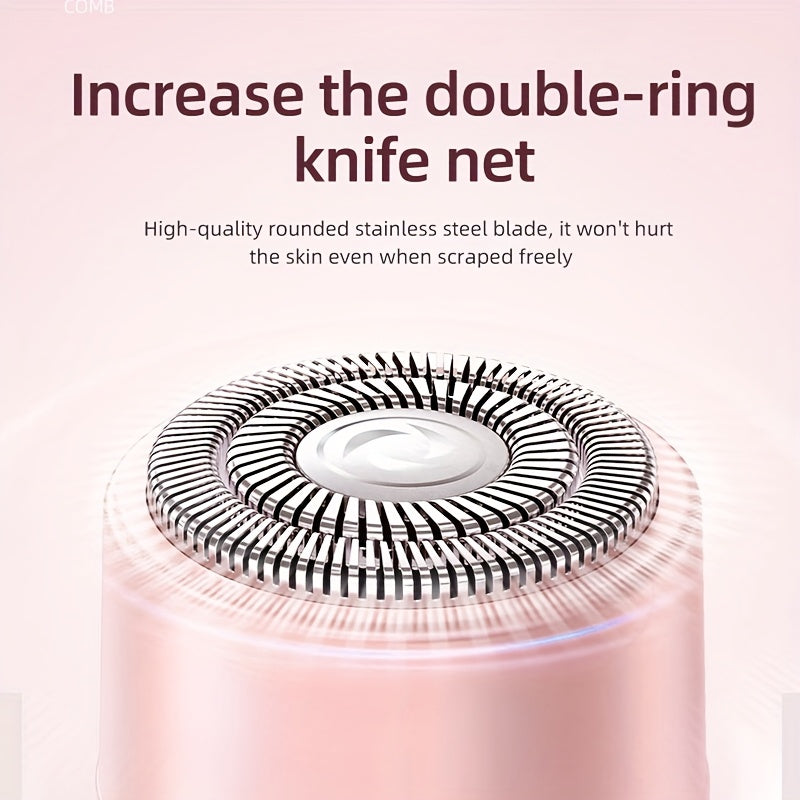 Rasoir électrique sans fil 2 en 1, rechargeable, double tête, pour corps et visage, bikini, aisselles, jambes et bras, humide ou sec.