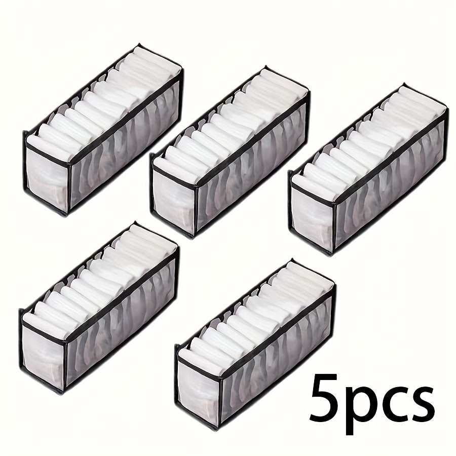 3-Pack Elegant Non-Woven Fabric Mesh Storage Bins, Foldable Underwear and Pants Organizer for Closet, Space-Saving Drawer Divider for Jeans and Apparel