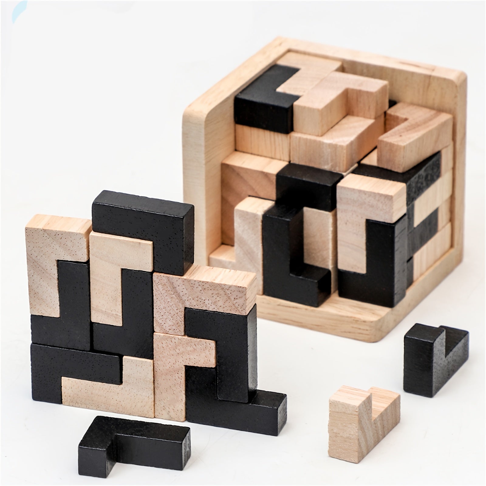 Lot de 54 pièces 3D Brain Teaser, jeu de cubes en bois. Cadeau parfait pour l'entraînement cérébral, Noël, anniversaires et décorations d'Halloween.