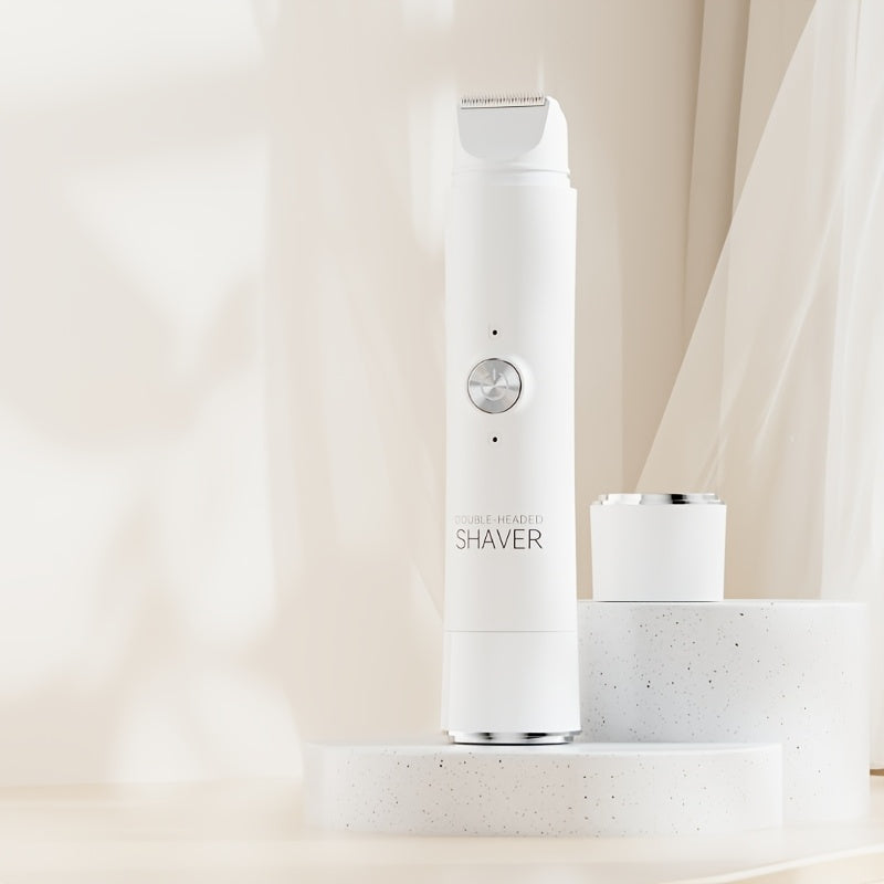 Rasoir électrique sans fil 2 en 1, rechargeable, double tête, pour corps et visage, bikini, aisselles, jambes et bras, humide ou sec.
