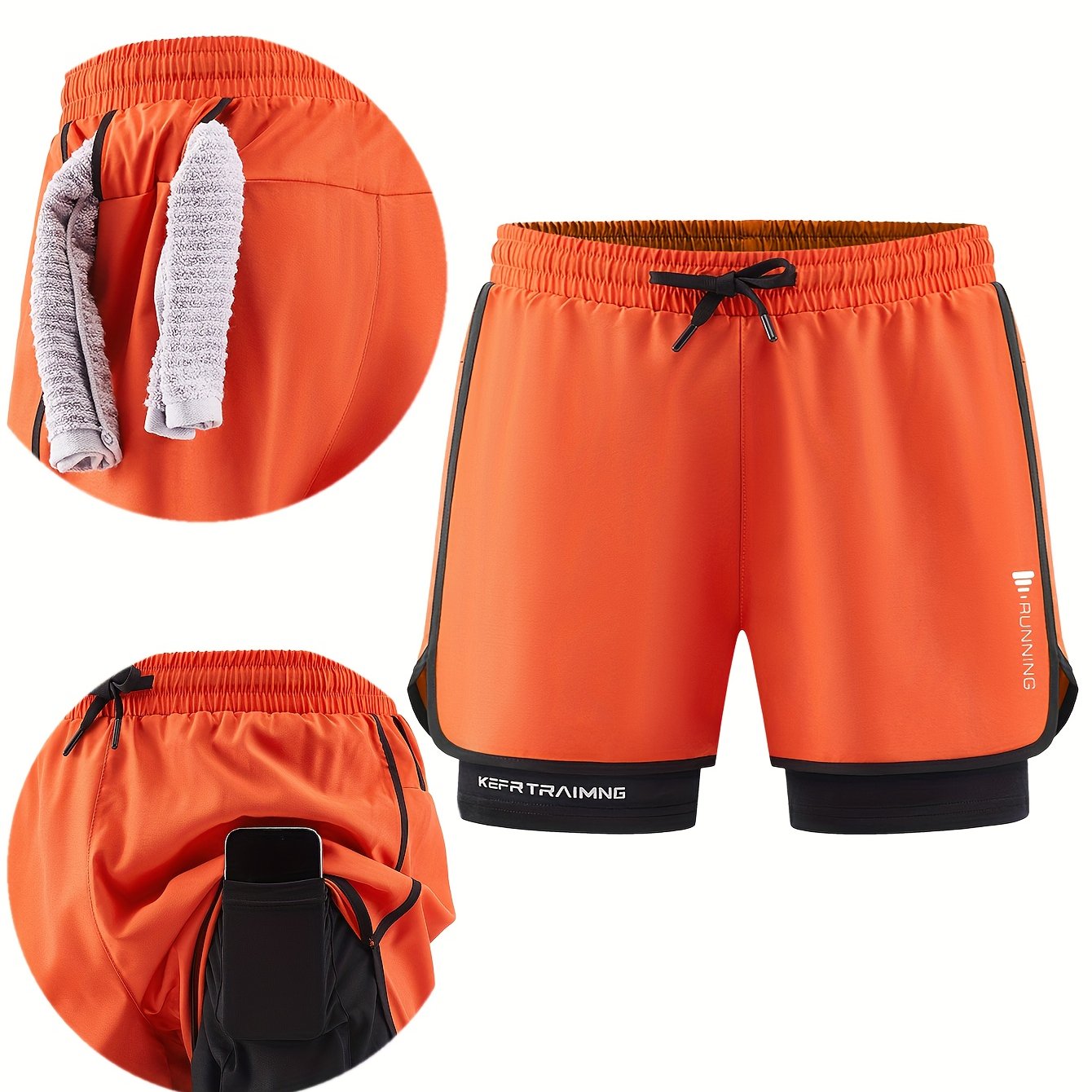 Shorts hommes sports, ¾ longueur, taille élastique avec cordon, poches latérales, tissu respirant et anti-humidité, coupe ample, idéal sport et loisirs.