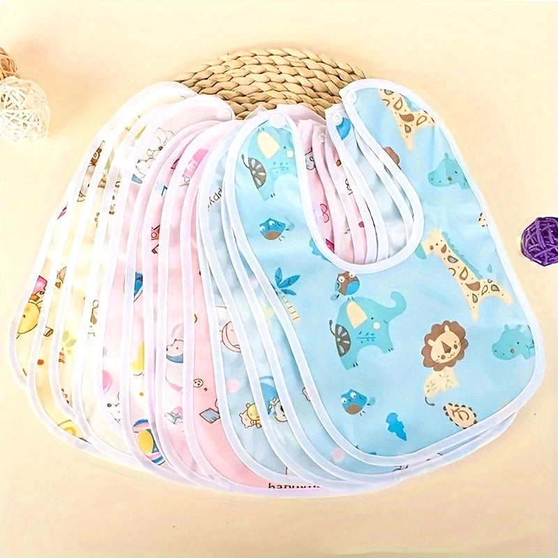 مريلة تغذية الأطفال على شكل حرف U من المخمل الكريستالي الوردي والأزرق مع جيب، 8 أو 10 قطع عشوائية