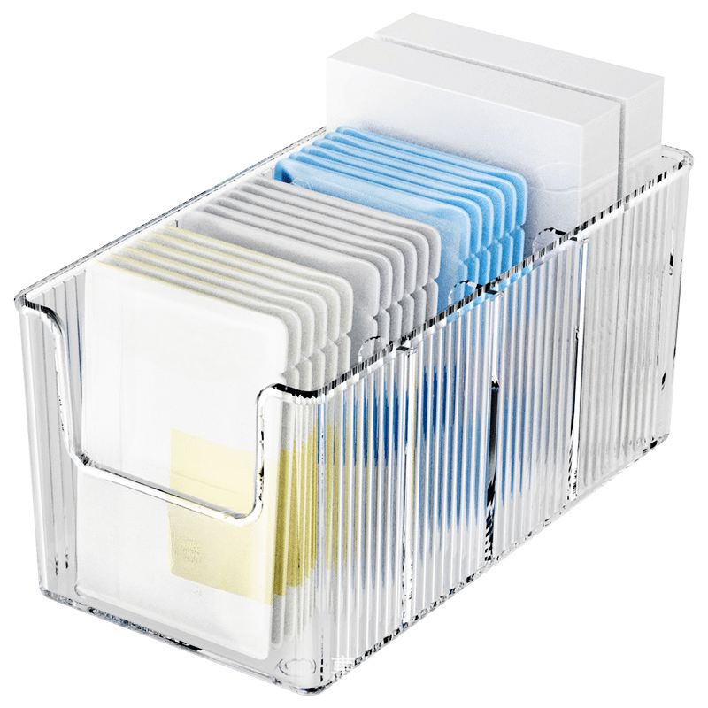 Boîte de rangement transparente avec compartiments amovibles, idéale pour ceintures, foulards, cravates, cosmétiques, bijoux et vêtements, pour tiroirs ou placard.