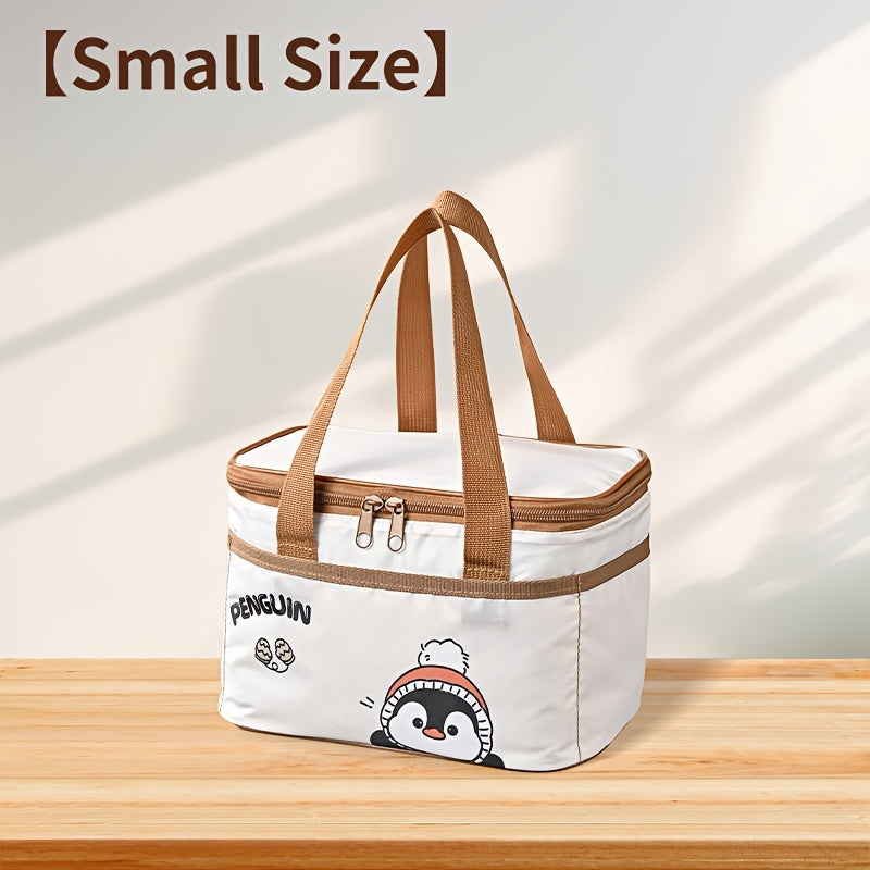 Sac déjeuner portable Qifeng, grand volume, isolant, motifs cartoon, tissu Oxford renforcé, aluminium intérieur, réutilisable pour école et pique-nique.