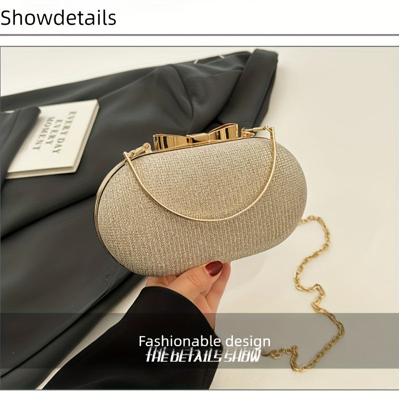 Sac à main élégant en sequins, style luxe discret, pochette de soirée avec chaîne, adapté toutes saisons, idéal banquet, rendez-vous et cadeau raffiné.