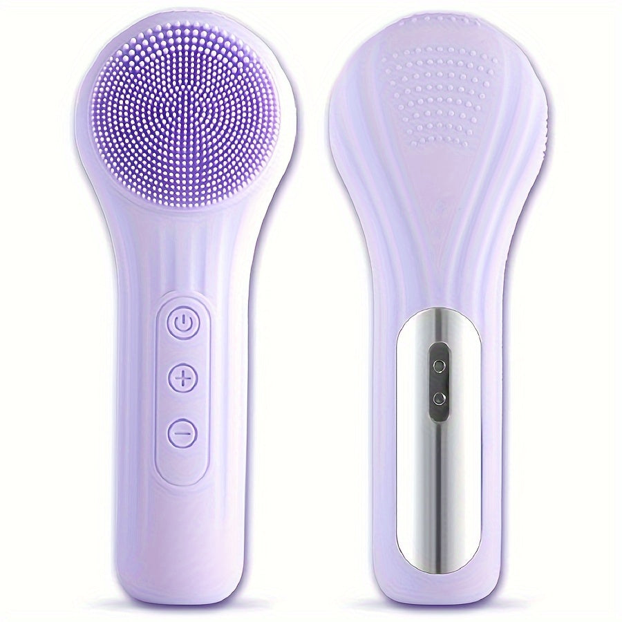 Brosse nettoyante en silicone rechargeable, chauffante, vibrante et massante, nettoie en profondeur et démaquille, parfait cadeau fête des mères.