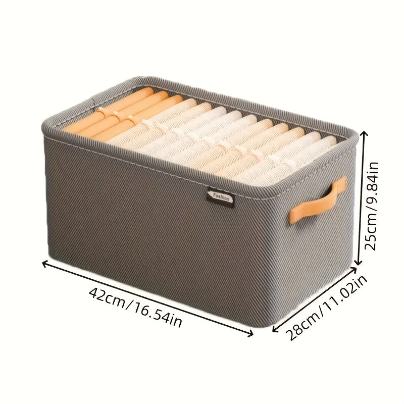 1pc Foldable Fabric Storage Basket with Handle - Beige, Classic Style, Perfect for Home, Office & Dorm Organization - Ideal for Clothes, Sundries & More, Shelf Baskets