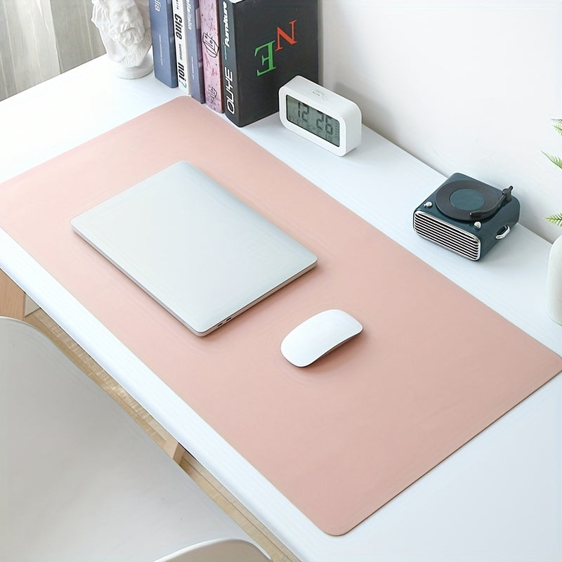 Tapis de souris en cuir PU, résistant à l’eau et aux taches, antidérapant, simple et élégant, adapté bureau, clavier et espace de travail.