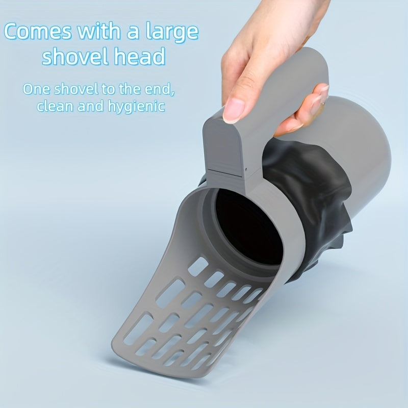 Pelle à litière grand volume pour chats et petits chiens, fermeture hygiénique à un bouton, compatible sacs litière, contrôle des odeurs.