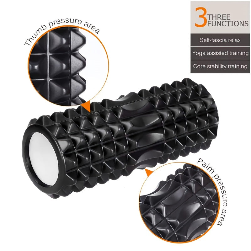 1pc EVA Foam Massage Roller for Yoga & Pilates, Medium Firmness, Manual Operation, Fitness Back Exercise Tool, Mobility Improvement, Gym Training Accessory - Black, Blue, Purple