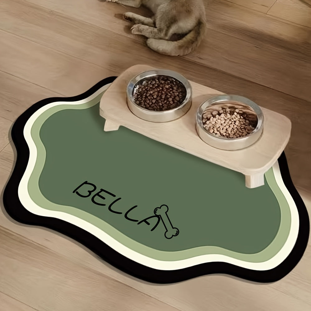 Tapis de repas personnalisé pour animaux, absorbant, antidérapant, séchage rapide, style nordique, caoutchouc durable, idéal intérieur pour chats et chiens.