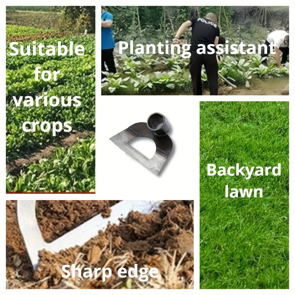 Heavy-Duty Manganese Steel Garden Hoe with Sharp Hollow Rake - Durable All-Steel Construction &amp; Ergonomic Orange Handle for Efficient Weed Removal, Professional Gardening Tool for Vegetable Farms, Backyard Planting &amp; Lawn Car