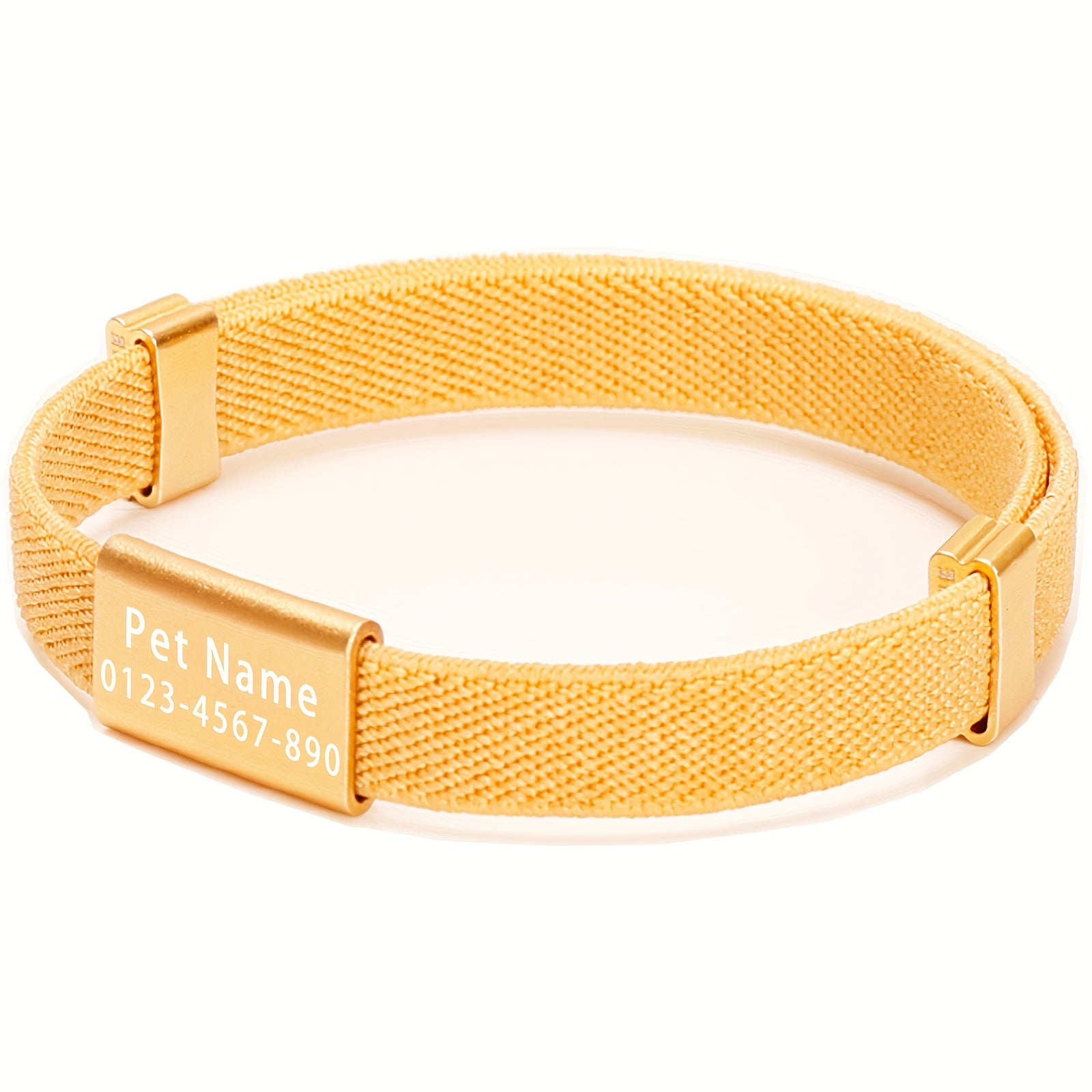 Collier chat personnalisé avec nom, métal robuste, sécurité détachable, léger, extensible, compatible médailles, disponible diverses couleurs.