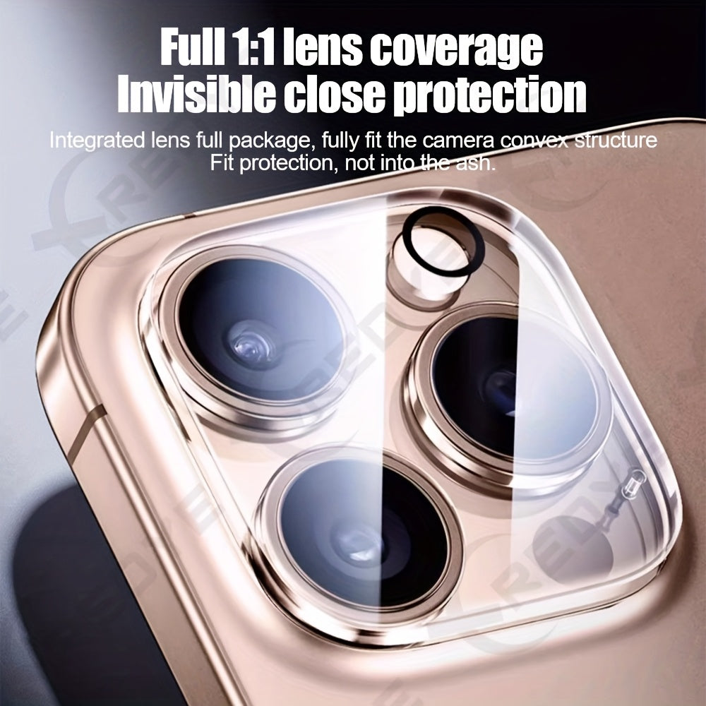 Lot de 6 Protecteurs d’Objectif XREDYE : Verre trempé, couverture complète pour caméra iPhone 11 à 16, finition brillante, compatible modèles Pro.