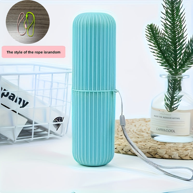 Set de voyage pour brossage dentaire, compact et durable, avec étui, gobelet et porte-dentifrice, idéal pour déplacements et cadeaux.