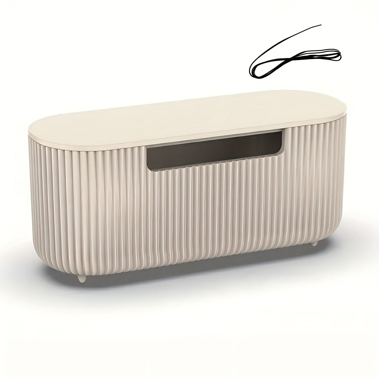 Boîte organiseur de câbles en plastique texturé, avec attaches offertes, pour cordons d’alimentation et données, robuste, multifonction, idéale maison et bureau.