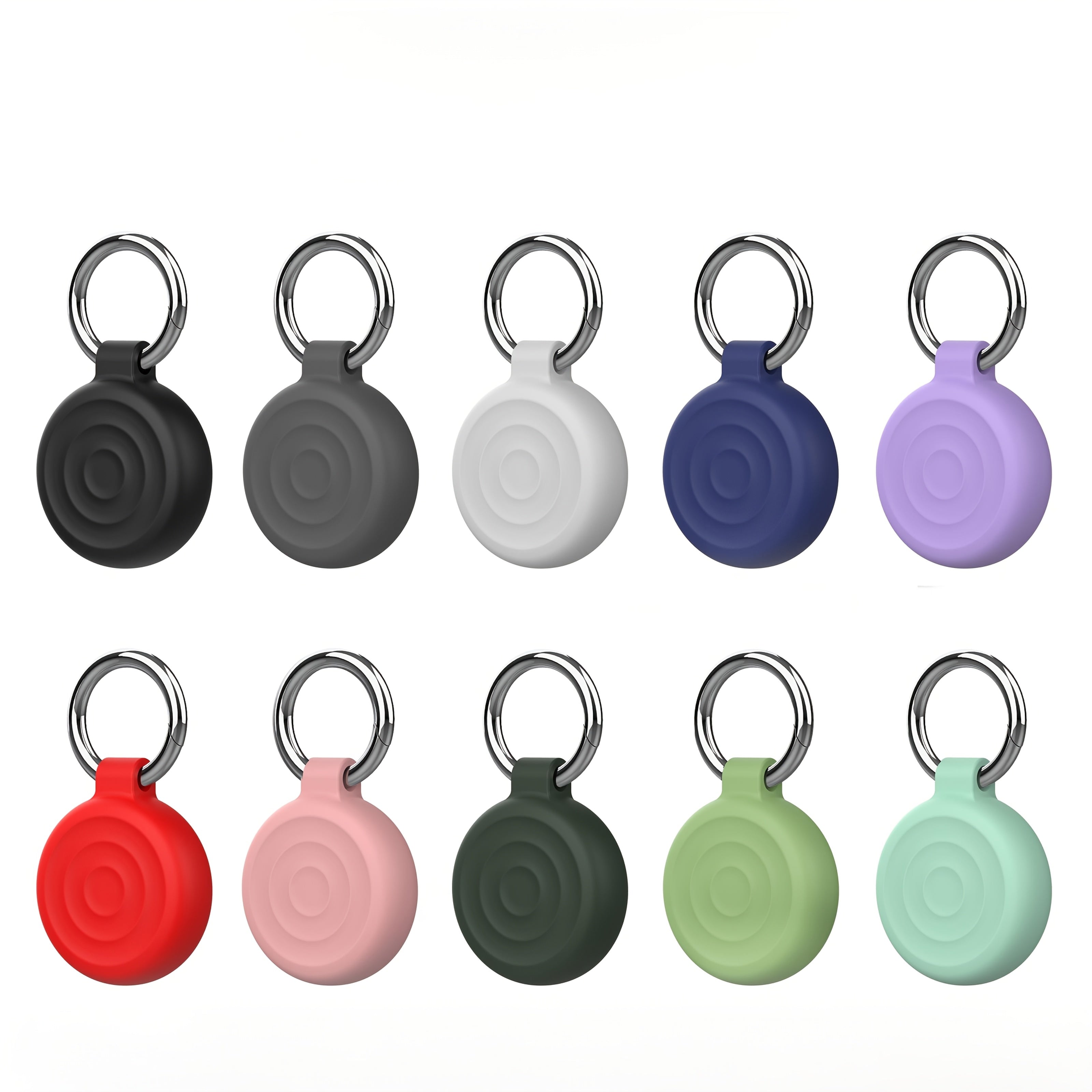 4pcs Silicone Keychain Holders for Apple AirTag, Durable &amp; Waterproof - Perfect for Protecting Valuables like Keys, Luggage, Cameras, and More - Available in Black, Gray, White, Blue, Purple, Red, Pink, Green, and Light Blue,