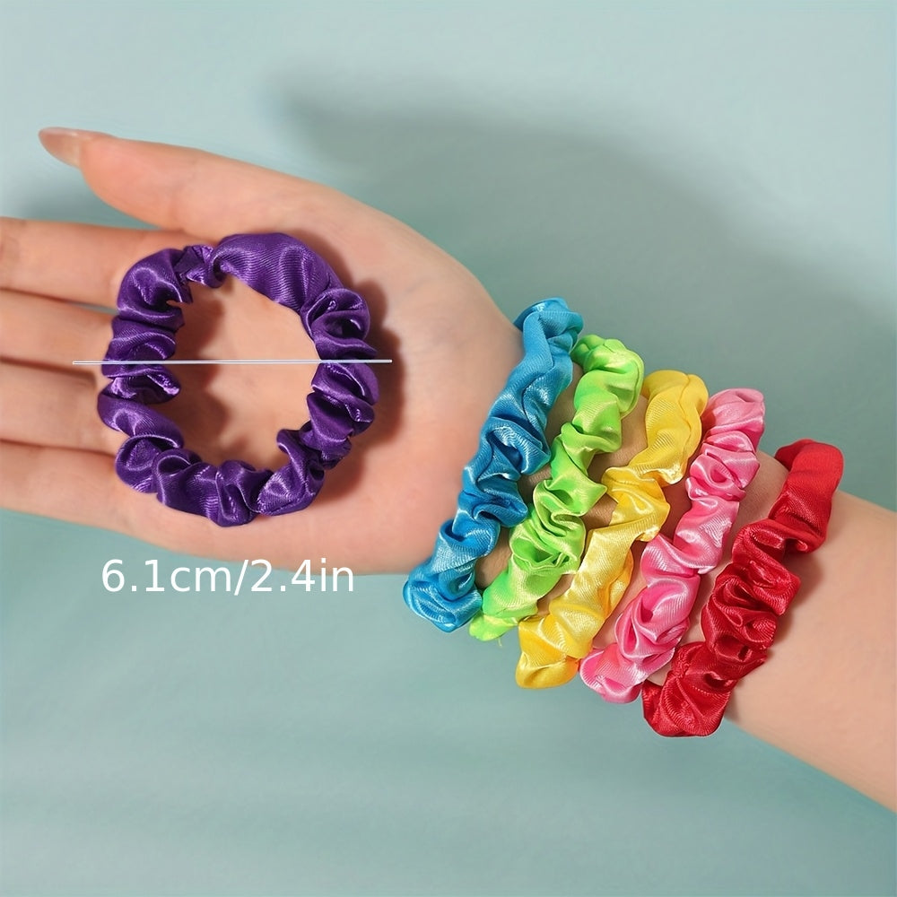 50pcs Satin Scrunchies - Elegant Hair Ties with Pastel &amp; Vibrant Colors (Pink, Green, Purple, Orange, Red, Yellow, Brown, Teal, Navy, Light, Dark, Light Green, Dark Green, Light Purple, Dark Purple, Light Orange, Dark Orange,