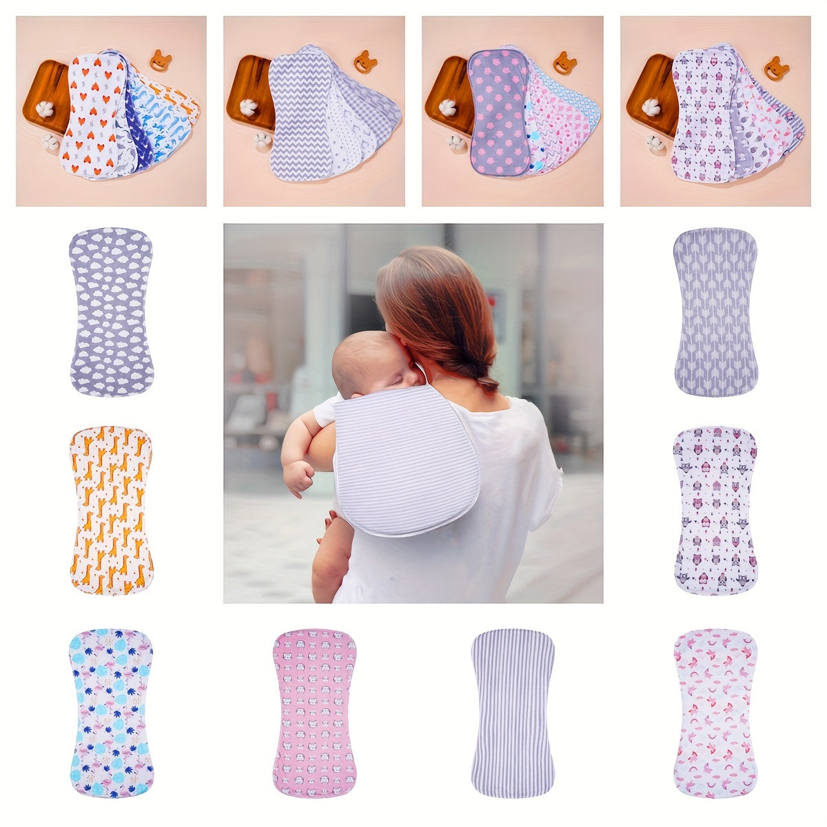 Lot de 5 langes en coton, extra absorbants et doux, pour bébés garçons et filles.