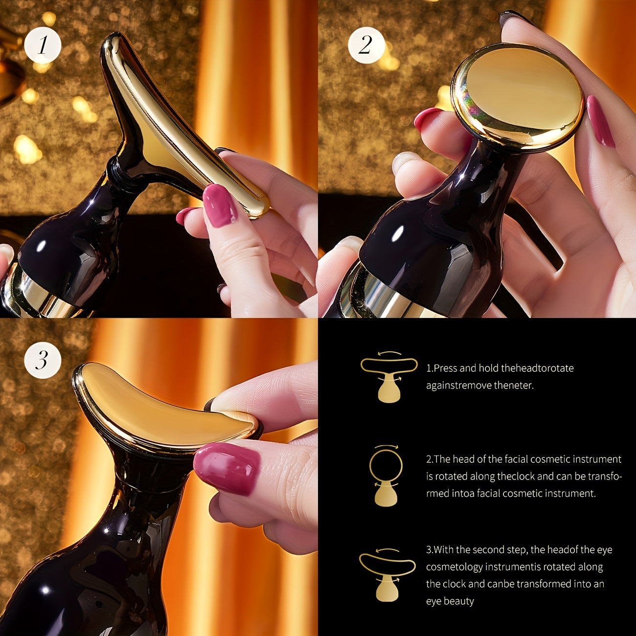 Appareil de massage visage et yeux multifonction GuSHiYuTA, fonctionne avec piles AA 36V, idéal spa maison et soins beauté, cadeau pratique.