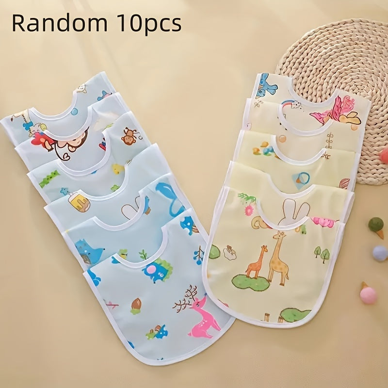 Lot aléatoire de 8 ou 10 bavoirs en velours cristal, rose et bleu, en U avec poche, idéal pour repas bébé.