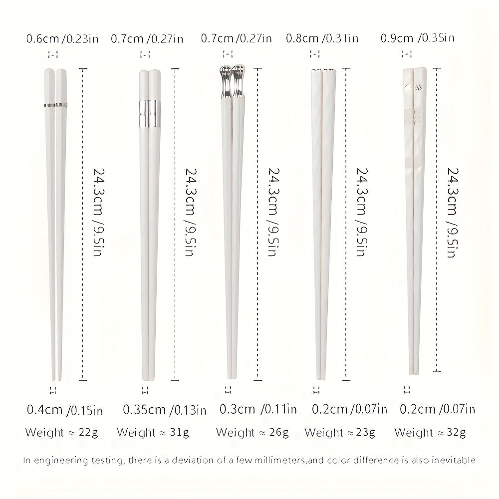 Lot de 5 paires de baguettes métalliques réutilisables, élégantes, idéales pour sushi et cuisine asiatique, cadeau parfait hommes et femmes.