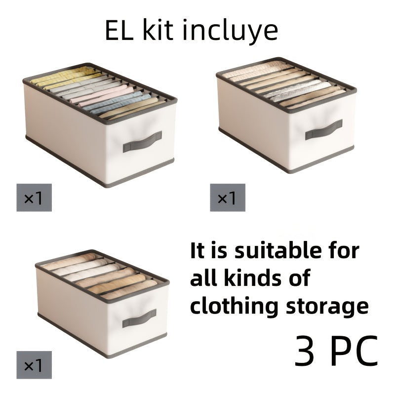 1/3pcs Foldable Drawer Storage Basket, Non-Woven Fabric, Pants Underwear Socks Bra Organizer Storage Box, Father'S Day Gift, Drawer Organizer | Multifunctional | Lightweight, Nylon Drawer Storage Bag with Handle, Divided Clot