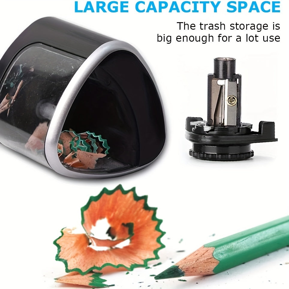 Automatic Electric Pencil Sharpener with Auto-Stop &amp; Lead Breakage - Desktop Sharpener for Office &amp;, No Needed, Compact Design, Sharpens Pencils in Seconds, Pencil Sharpener Electric, Supplies, Sleek Style, Waste Container