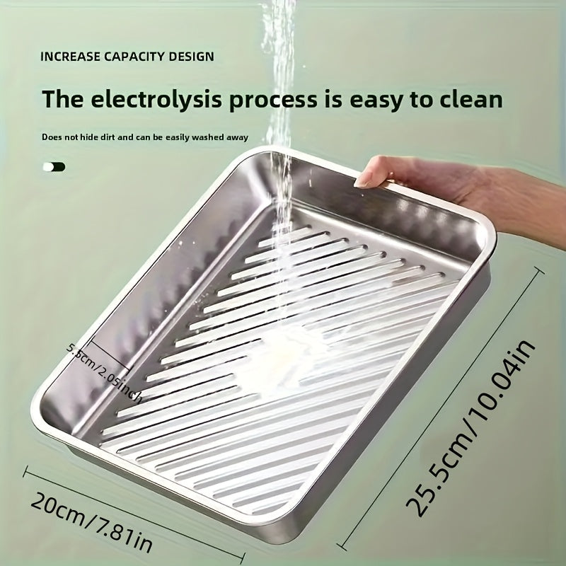 Lot de 3 grands plats de cuisson rectangulaires en acier inoxydable avec couvercles, antiadhésifs, faciles à nettoyer, idéaux pour rôtir légumes, viandes et plus.