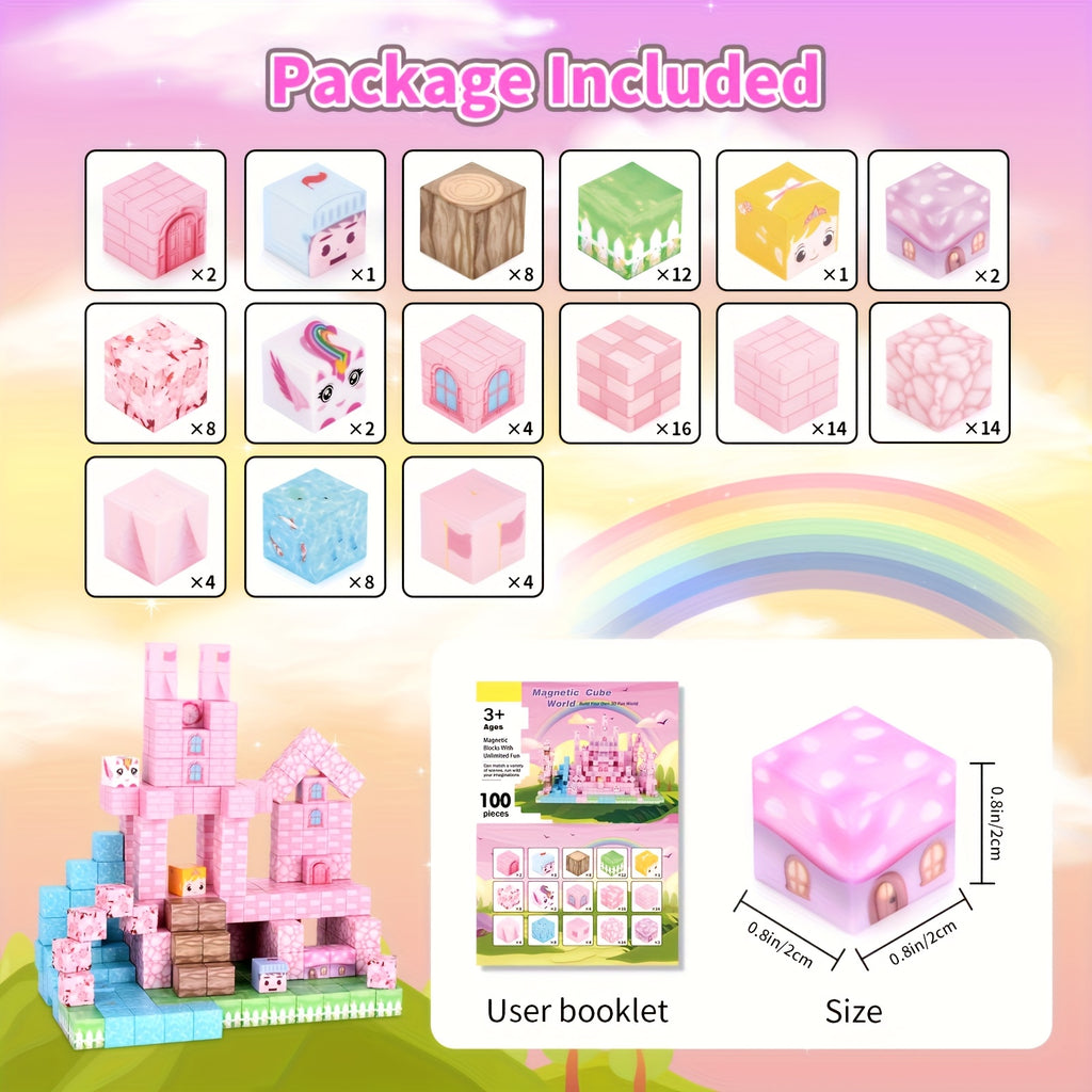 Blocs magnétiques pour enfants, 64-160 pcs, jouet éducatif STEM, construction DIY, idéal pour anniversaire, Pâques ou Noël.