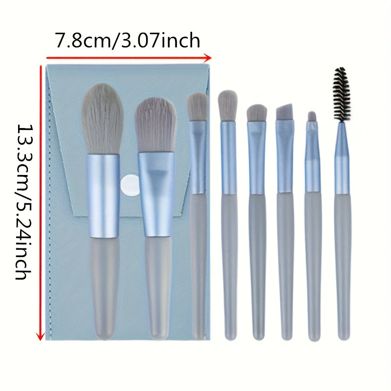 Hypoallergenic Polyester Bristle Makeup Brush Set, Wand Form Eye Shadow, Powder &amp; Brow Brushes, ABS Handle, For Normal Skin - Portable Travel Kit (1 Set)