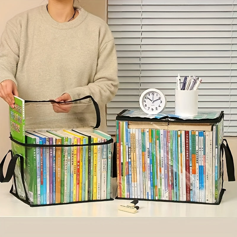 Lot de 3 boîtes de rangement transparentes avec couvercle rabattable, grandes et rectangulaires, empilables, pour livres, vêtements ou bureau, plastique durable.