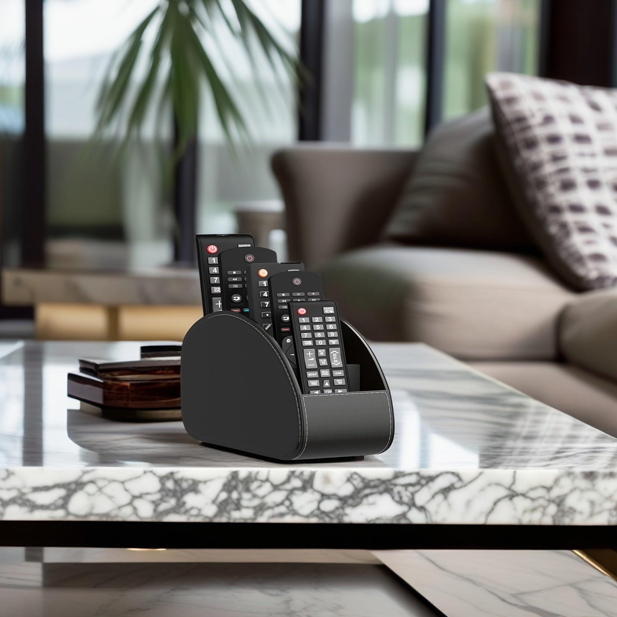 1pc Remote Control Holder Organizer with 5 Compartments - TV/DVR/Cable Box Compatible, Space-Saving Tray for Living Room, Home Office, Bedroom - Compatible with One/Two/Three/Four/Five - Desktop Organizer for Remotes, Glasses