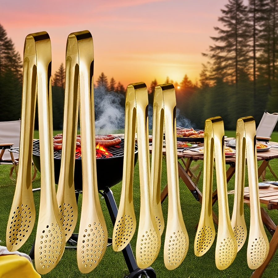 Lot de 6 pinces en acier inoxydable (17,78‑30,48 cm), résistantes à la chaleur et lave-vaisselle, idéales salades, BBQ, pâtes, fruits et buffet.