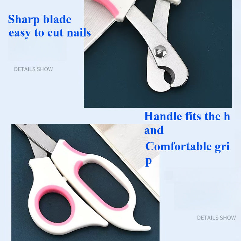 Coupe-ongles pour animaux (rose/vert). Lames en acier inoxydable, prise confortable, coupe précise, design stable pour une utilisation sécurisée.