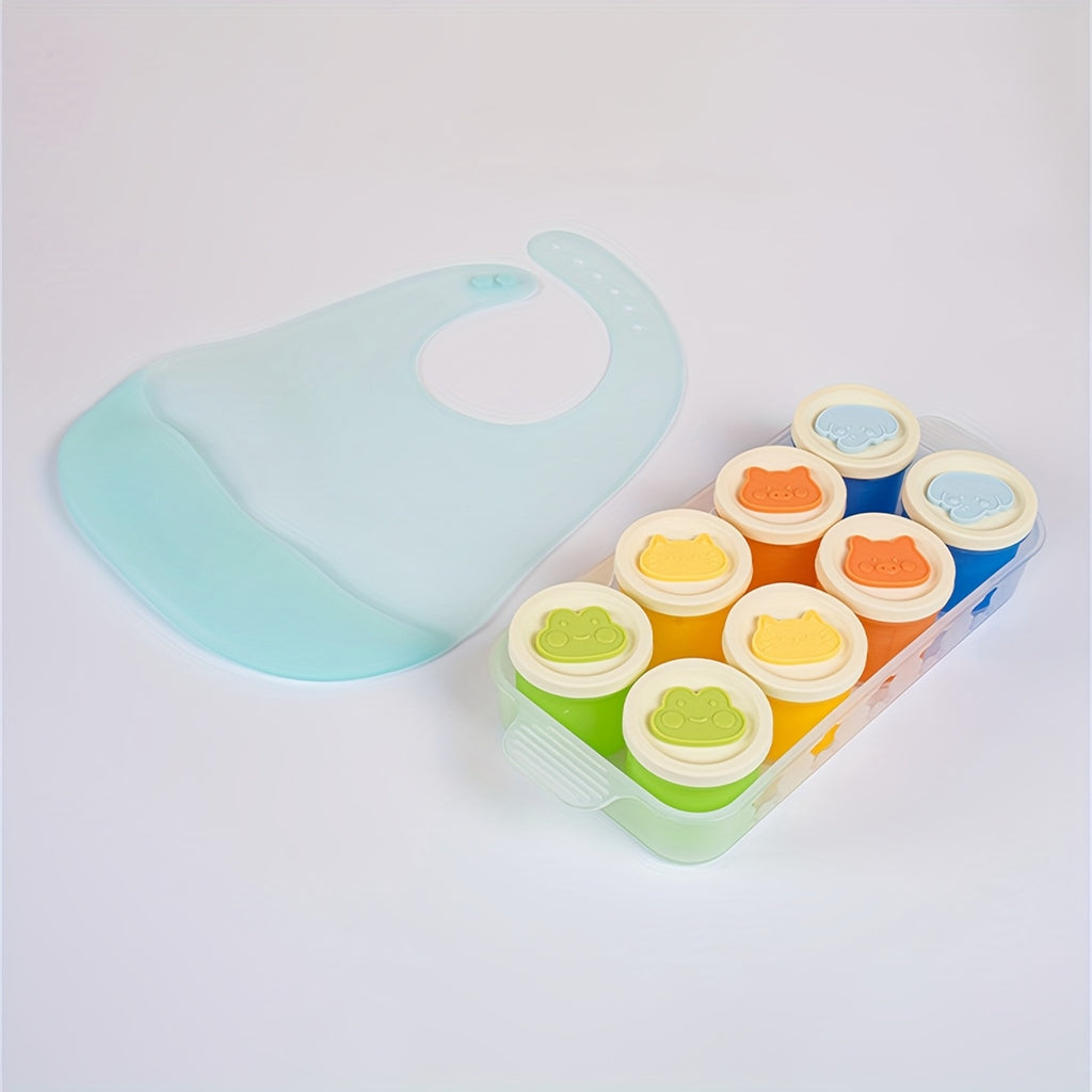 Frozen Food Storage Containers with Lids for Homemade Baby Purees, Vegetables &amp; Fruits, 8-Pack Mini Ice Tray Molds