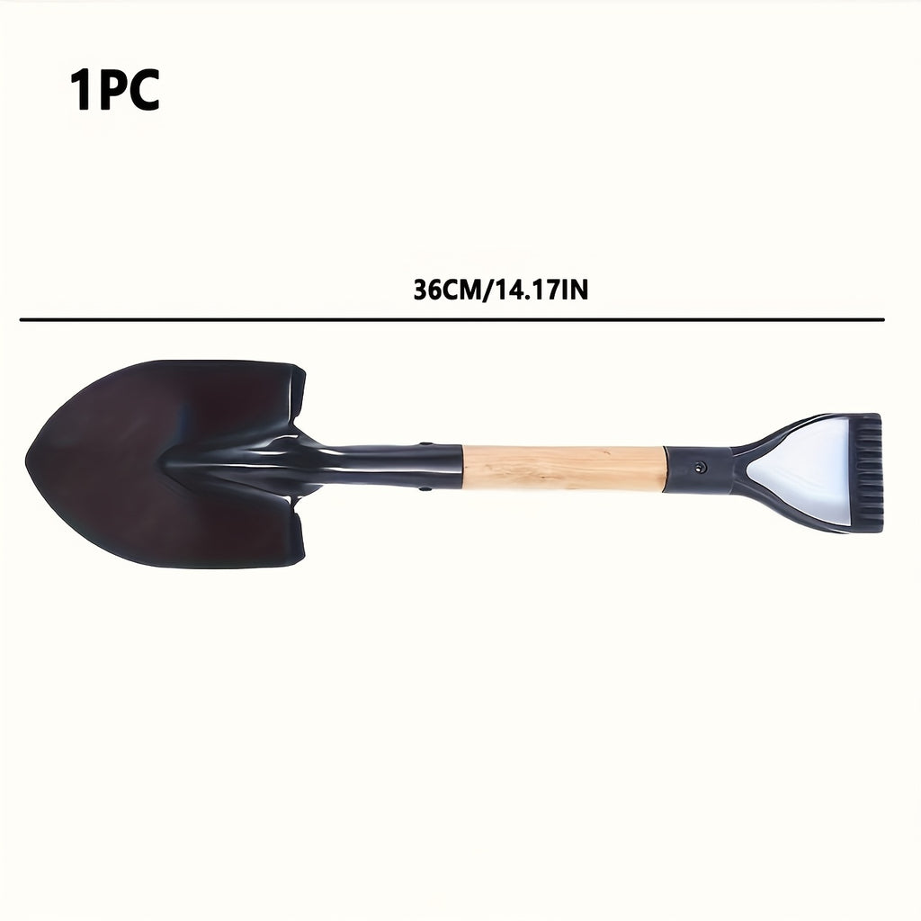 Pelle de jardin compacte, construction métallique robuste, idéale pour jardinage domestique et petits travaux de creusement, usage manuel sans électricité.