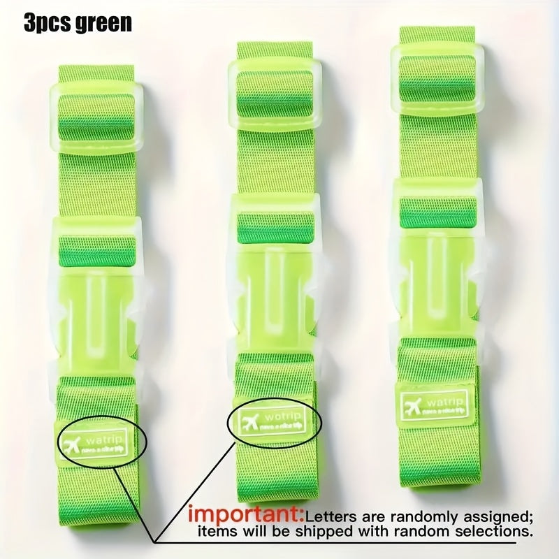 3pcs Adjustable Buckle Luggage Straps - Durable Travel Accessories with Vibrant Colors (, Pink, Orange, Green, Yellow, Red, Purple, Brown, ) - Secure Packing for Suitcases &amp; Bags