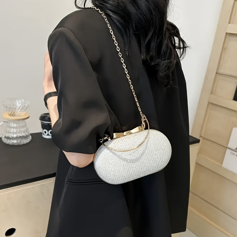 Sac à main élégant en sequins, style luxe discret, pochette de soirée avec chaîne, adapté toutes saisons, idéal banquet, rendez-vous et cadeau raffiné.