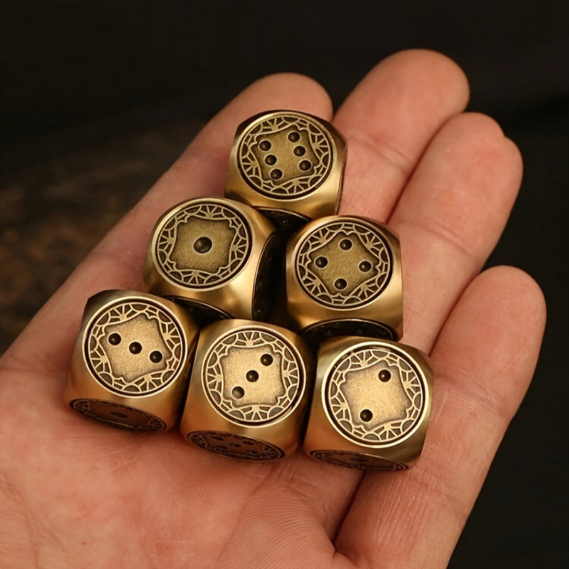 زينة زخرفية على شكل نرد نحاسي، مصقولة بدقة لطاولة غرفة المعيشة | ديكور مكتب، عمل فني مصنوع من النحاس، مناسب لألعاب البوكر، مثالي لحفلات الهالوين/الكريسماس/عيد الشكر للكبار