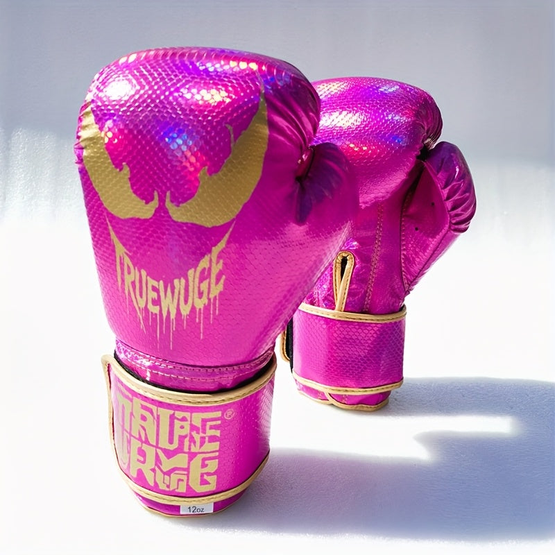 Paire de gants de boxe professionnels en PU ajustables, durables, conçus pour l’entraînement fitness et la pratique de sports de combat à domicile.