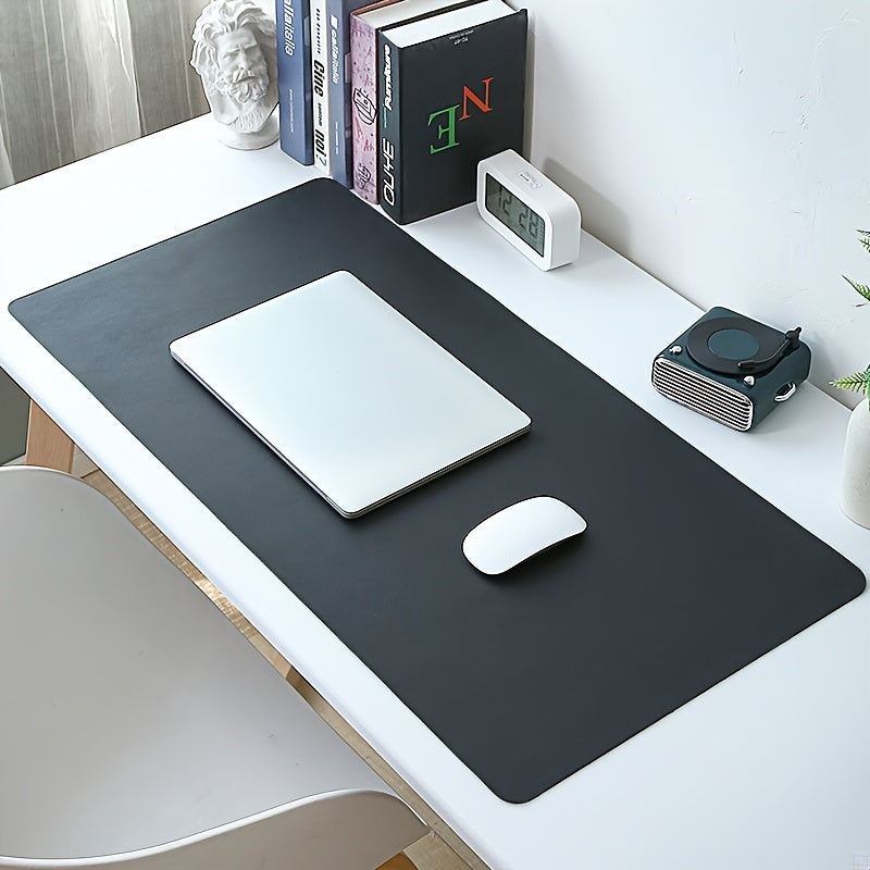 Tapis de souris en cuir PU, résistant à l’eau et aux taches, antidérapant, simple et élégant, adapté bureau, clavier et espace de travail.