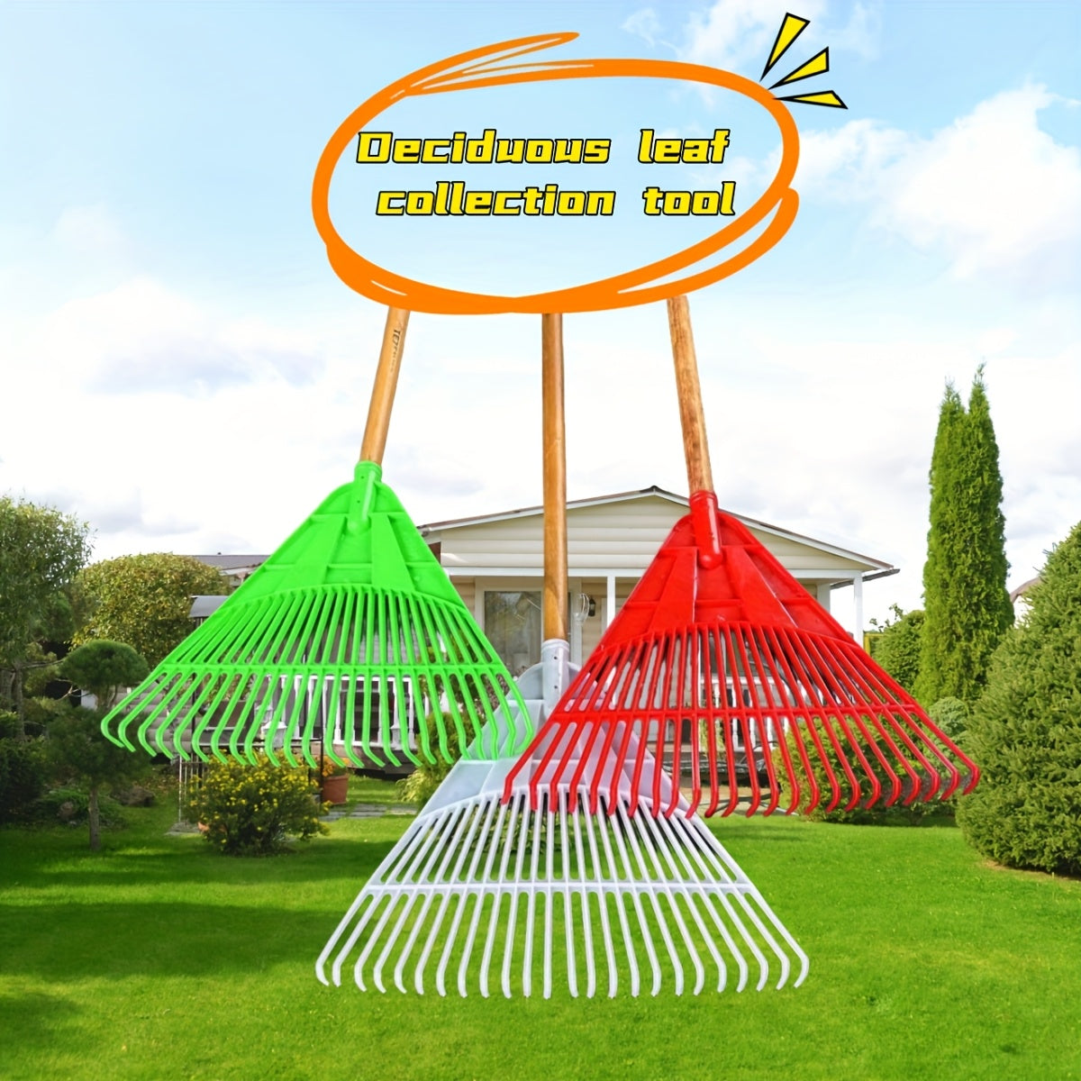 مجرفة يدوية قابلة للتعديل لجمع الأوراق - أداة بلاستيكية متينة للحديقة بمقبض مريح، 3 ألوان (أحمر/أخضر/أبيض) لتنظيف الحديقة والعشب، وجمع أوراق فعال، مثالية للاستخدام السكني والتجاري، ومعدات العناية بالعشب