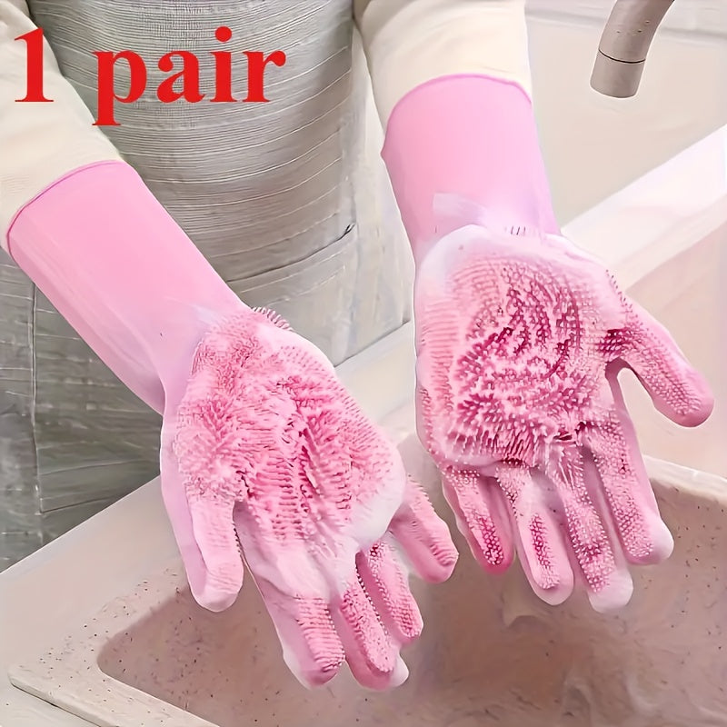 2-in-1 Cleaning Gloves - Dual-Purpose Scrubbing &amp; Scrubbing Gloves with Textured Surface, Lightweight &amp; Durable for Kitchen, Bathroom, Pet Bathing - Dishwashing, Scrubbing, Cleaning - Compatible with Dish Soap, Scrubbing Pads