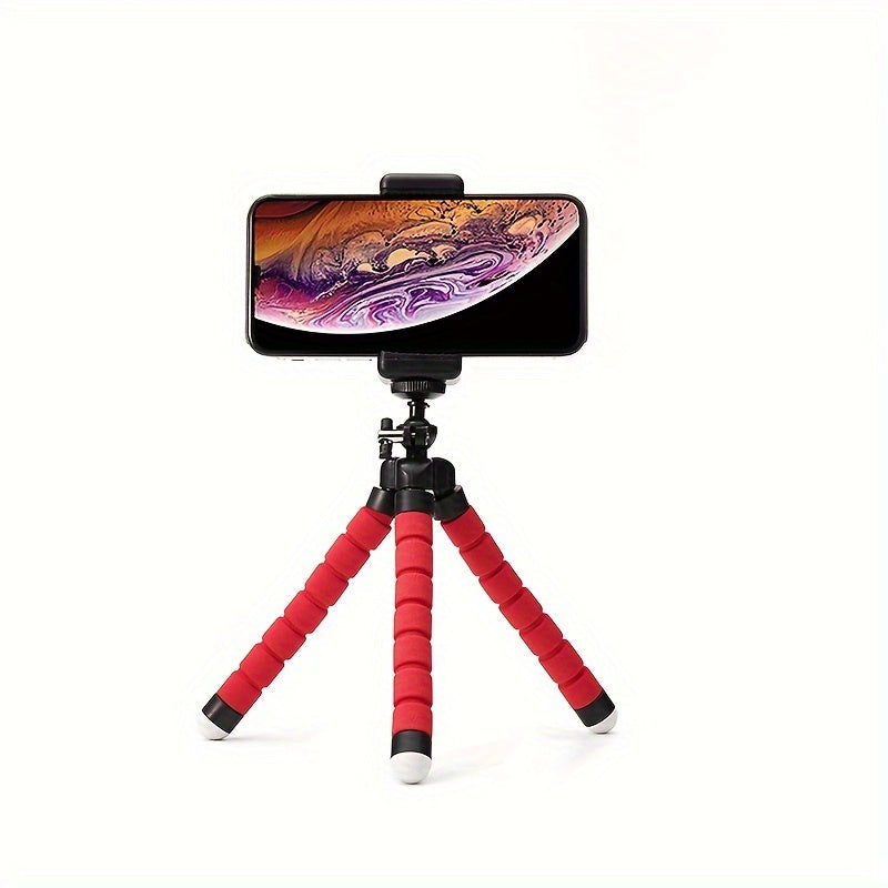Flexible Octopus Tripod, Small Phone &amp; Camera Holder with Sponge Grip, 360° Rotatable Mini Octopus Stand for Photography and Videography, Portable and Adjustable Bracket with Universal Clip