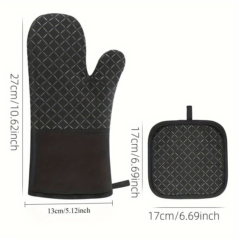 Ensemble gant et tapis de cuisine : polyester durable, facile à nettoyer, résistant à la chaleur. Accessoire essentiel pour une utilisation domestique quotidienne.