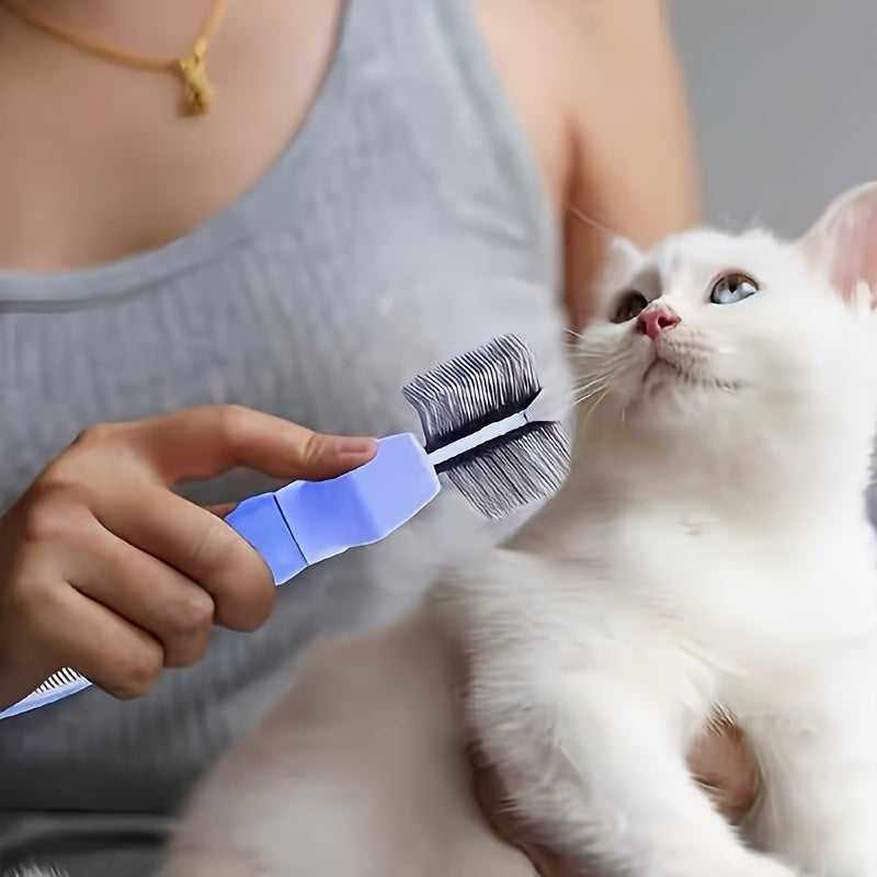 Brosse double-face pour chiens, démêlant et toilettant. Peigne en acier inoxydable, parfait pour le toilettage des chiens.
